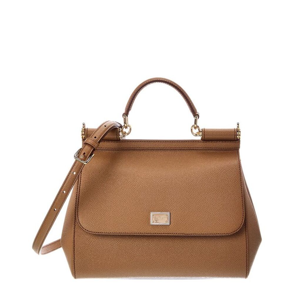 Dolce & Gabbana Sicily Large Leather Satchel, Brown